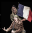 Deux hommes habillés en militaire tenant le drapeau français tendent les mains et supplient.